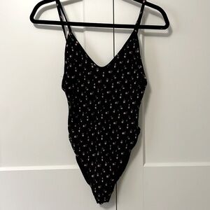 Urban Outfitters black body suit. Pink flowers. Medium.